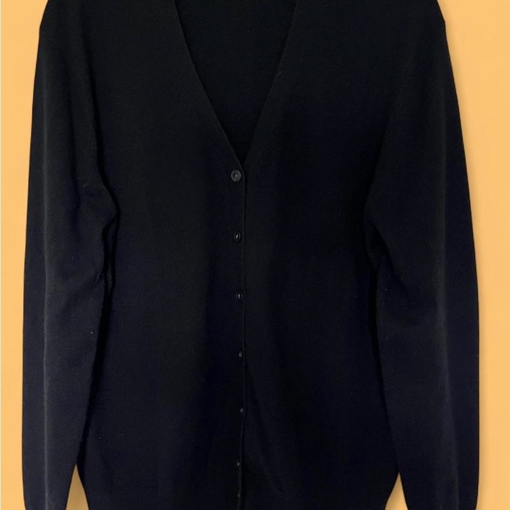 Vintage MODA International Black Silk & Cashmere Button Cardigan